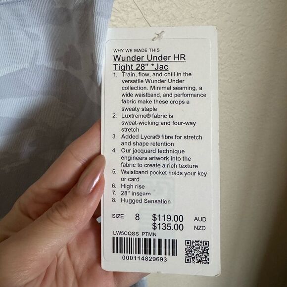 Lululemon Wunder Under HR 28“ Tight Size 8 Incognito Camo Jacquard Alpine White - Picture 6 of 9